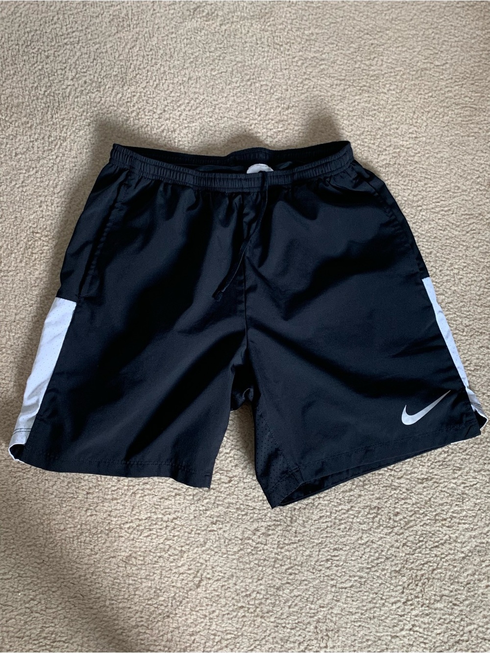 Nike Black Athletic Shorts with White Side Panels